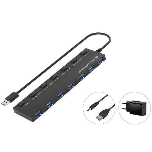 Conceptronic 7-PORT USB 3.0 HUB WITH POWER ADAPT